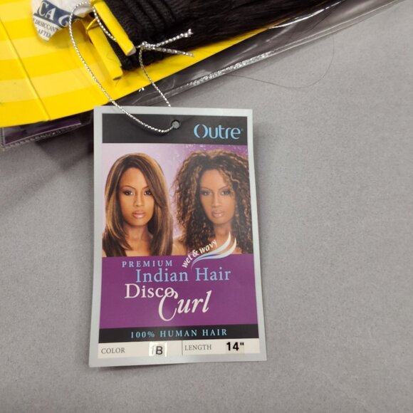 14" Indian Disco Curl #1B Off Black 100% Real Human Hair Extensions Outre - Picture 6 of 8